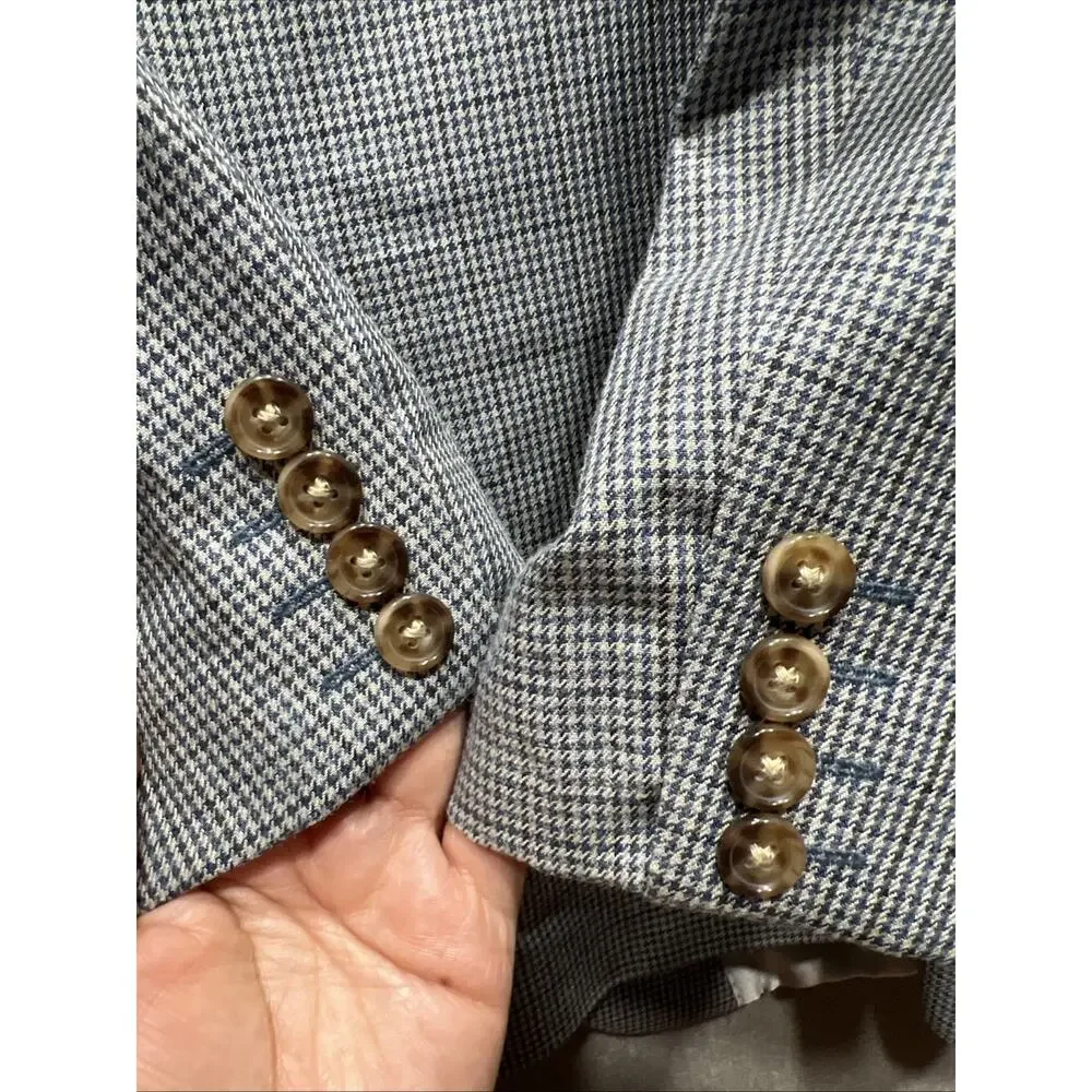 Ralph Lauren Dillard's Sport Jacket Blazer Mens Size 48R Silk Wool Houndstooth